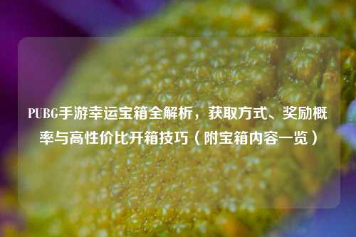 PUBG手游幸运宝箱全解析,获取方式、奖励概率与高性价比开箱技巧(附宝箱内容一览)