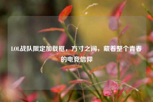 LOL战队限定加载框,方寸之间,藏着整个青春的电竞信仰