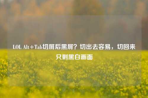 LOL Alt+Tab切屏后黑屏?切出去容易,切回来只剩黑白画面