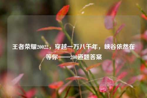 王者荣耀20022,穿越一万八千年,峡谷依然在等你——200道题答案