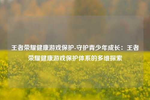 王者荣耀健康游戏保护-守护青少年成长:王者荣耀健康游戏保护体系的多维探索
