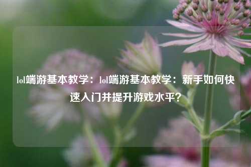 lol端游基本教学:lol端游基本教学:新手如何快速入门并提升游戏水平?