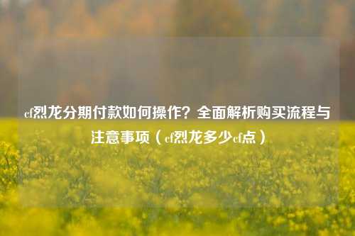 cf烈龙分期付款如何操作？全面解析购买流程与注意事项（cf烈龙多少cf点）