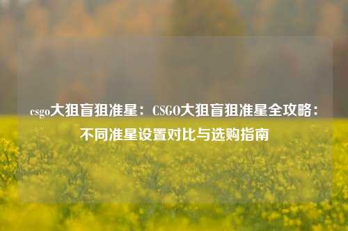csgo大狙盲狙准星:CSGO大狙盲狙准星全攻略:不同准星设置对比与选购指南