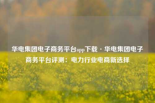 华电集团电子商务平台app下载·华电集团电子商务平台评测:电力行业电商新选择