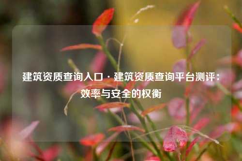 建筑资质查询入口·建筑资质查询平台测评:效率与安全的权衡